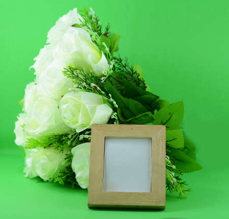 photo frame and flowersの写真素材