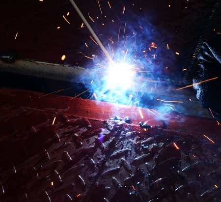 Welding with sparksの写真素材