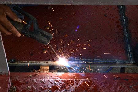 Welding with sparksの写真素材