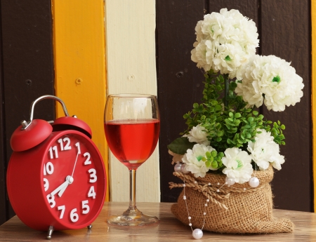 wine glass with flowerの写真素材