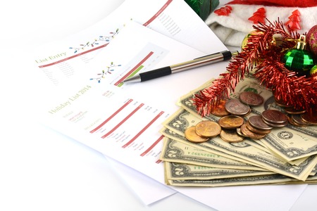 holiday budget with moneyの写真素材
