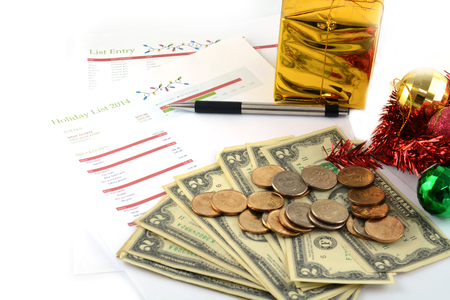 holiday budget with moneyの写真素材
