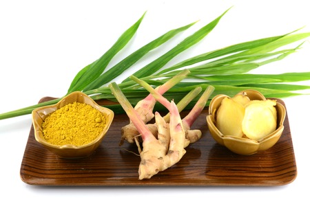 Ginger powdered on whiteの写真素材