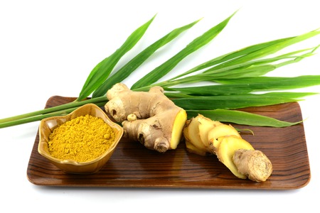 Ginger powdered on whiteの写真素材