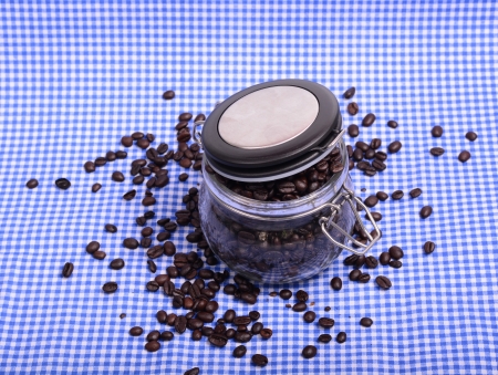 coffee beans in bottleの写真素材
