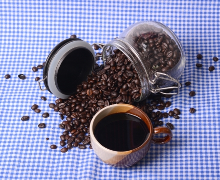 coffee beans in bottleの写真素材