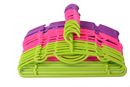 Colored plastic hangersの写真素材