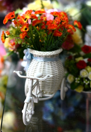beautiful colors of plastic flowers の写真素材