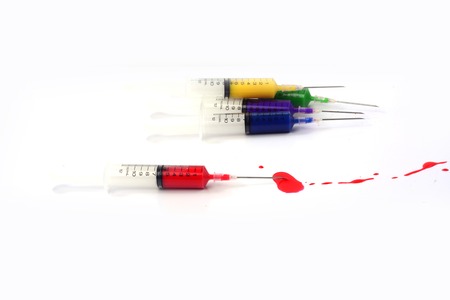syringe with bloodの写真素材