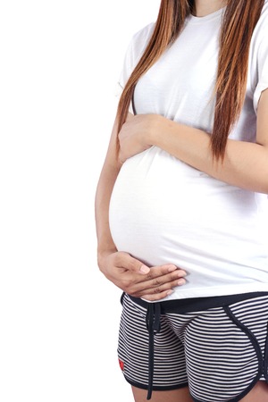 Close up of a cute pregnantの写真素材