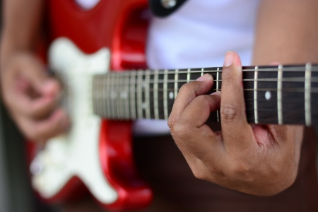 guitarist plays の写真素材