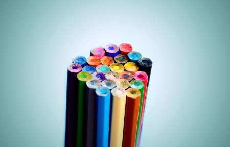 Colour pencils isolated on whiteの写真素材