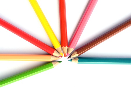 Colour pencils isolated on whiteの写真素材