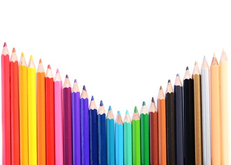 Colour pencils isolated on whiteの写真素材