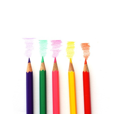Colour pencils isolated on whiteの写真素材