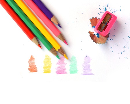 Colour pencils isolated on whiteの写真素材
