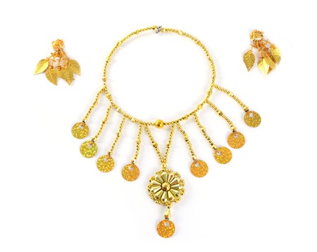 set gold necklace の写真素材