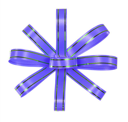 purple bow ribbon isolated on whiteの写真素材