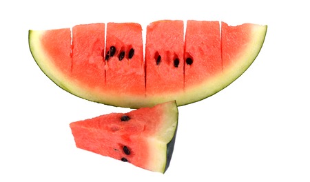 Sliced ripe watermelon isolatedの写真素材