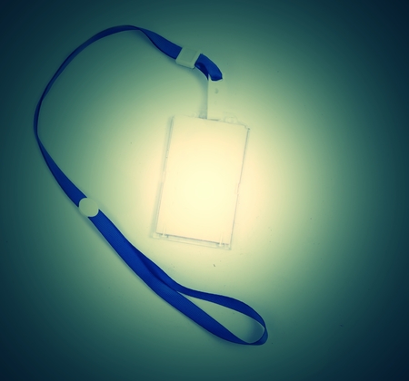 photo identity card on a blue lanyardの写真素材