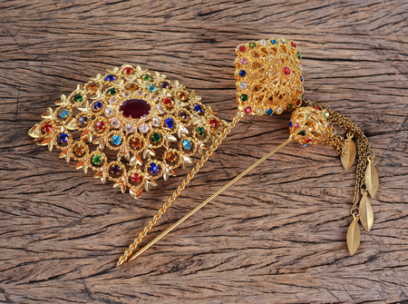 gold jewelry, bracelets and chainsの写真素材