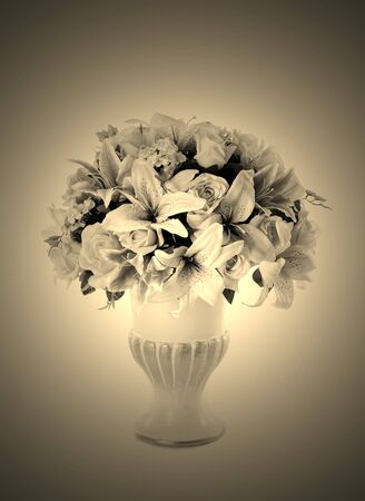 many flower and flower potの写真素材