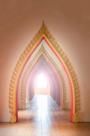 sunlight into temple gateの写真素材