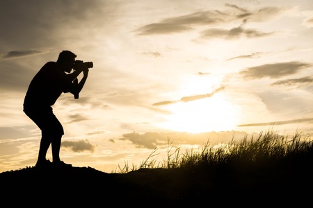 Photographer Silhouette take a view photoの写真素材