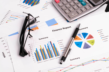 business chart report, business paperの写真素材