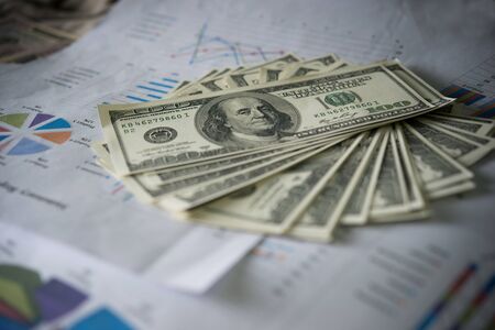 Billie dollar with business chartの写真素材