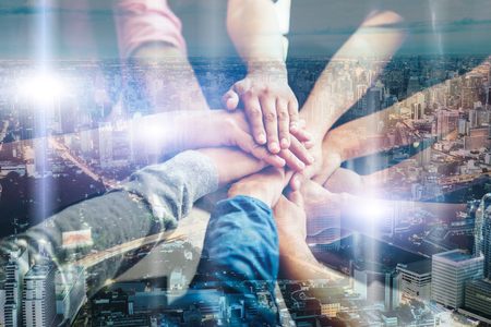 Teamwork togetherness collaboration, business teamwork concept.の写真素材