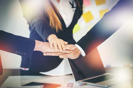 Business teamwork join hands together. Business teamwork success conceptの写真素材