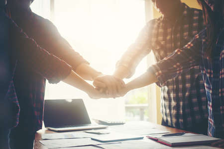 Business teamwork join hands together. Business teamwork success concept