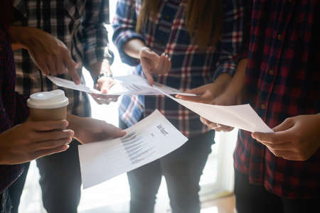 Business meeting coworkers discussing the project planning in office.の写真素材