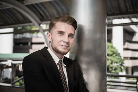 Close up of Attractive young businessman.の写真素材