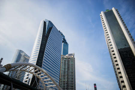 Image of skyscrapers with the bridge and sky.の写真素材