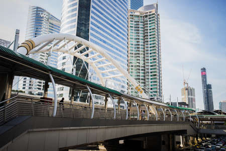 Image of skyscrapers with the bridge and sky.の写真素材