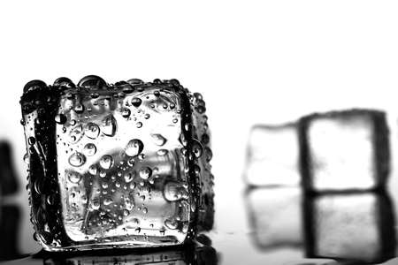Ice cubes with water dropの写真素材