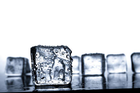 Ice cubes with water dropの写真素材