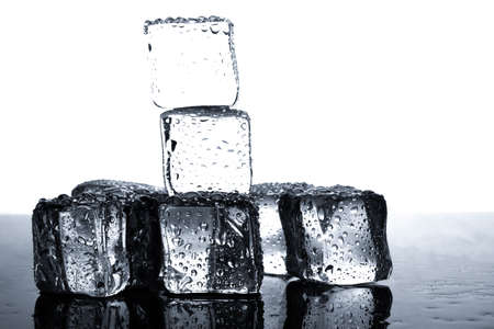 Ice cubes with water dropの写真素材