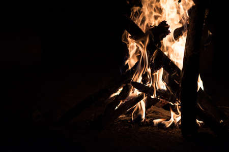 Camp fire in the nightの写真素材