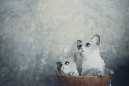 Two dolls on the table for copy spaceの写真素材