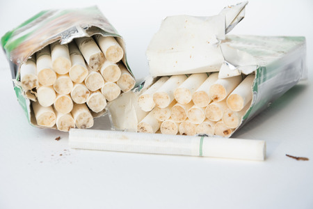 cigarette on white backgroundの写真素材