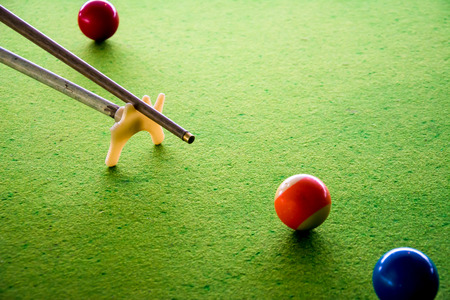 Playing the snooker in barの写真素材