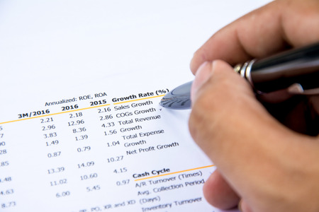 financial budget statement read and check the number for analysis invest stock business targetの写真素材