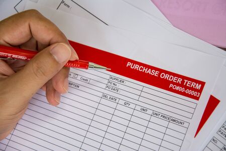 Finacial purchasing contract sign concept backgroundの写真素材