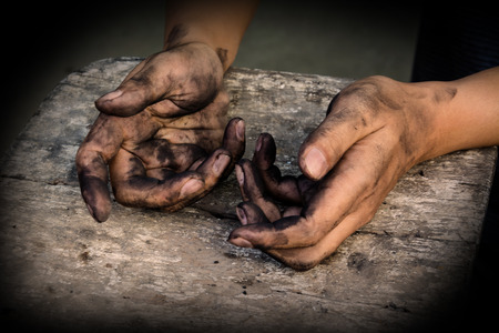 hand dirty of worker after workingの写真素材