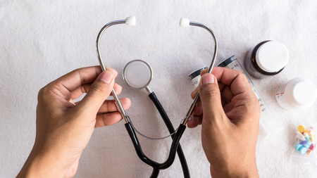 equipment for support people sick with stethoscope and medical pillの写真素材