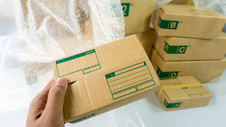 box parcel packaging for logistic transport and deliveryの写真素材