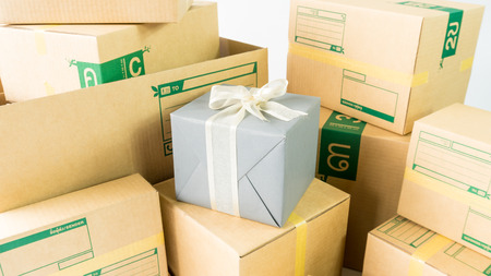box parcel packaging for logistic transport and deliveryの写真素材